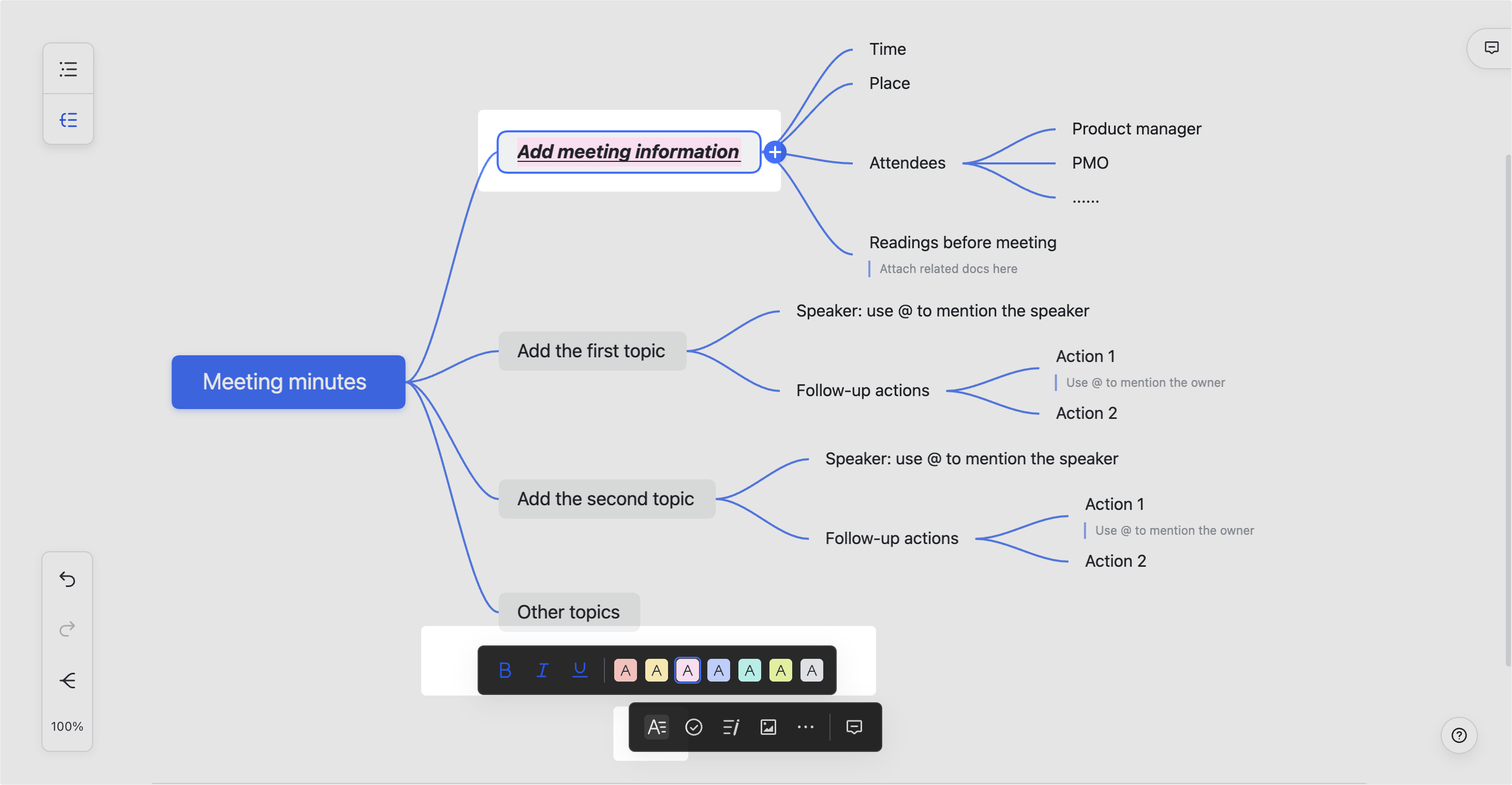 Outline and mind map dual view in Lark MindNotes