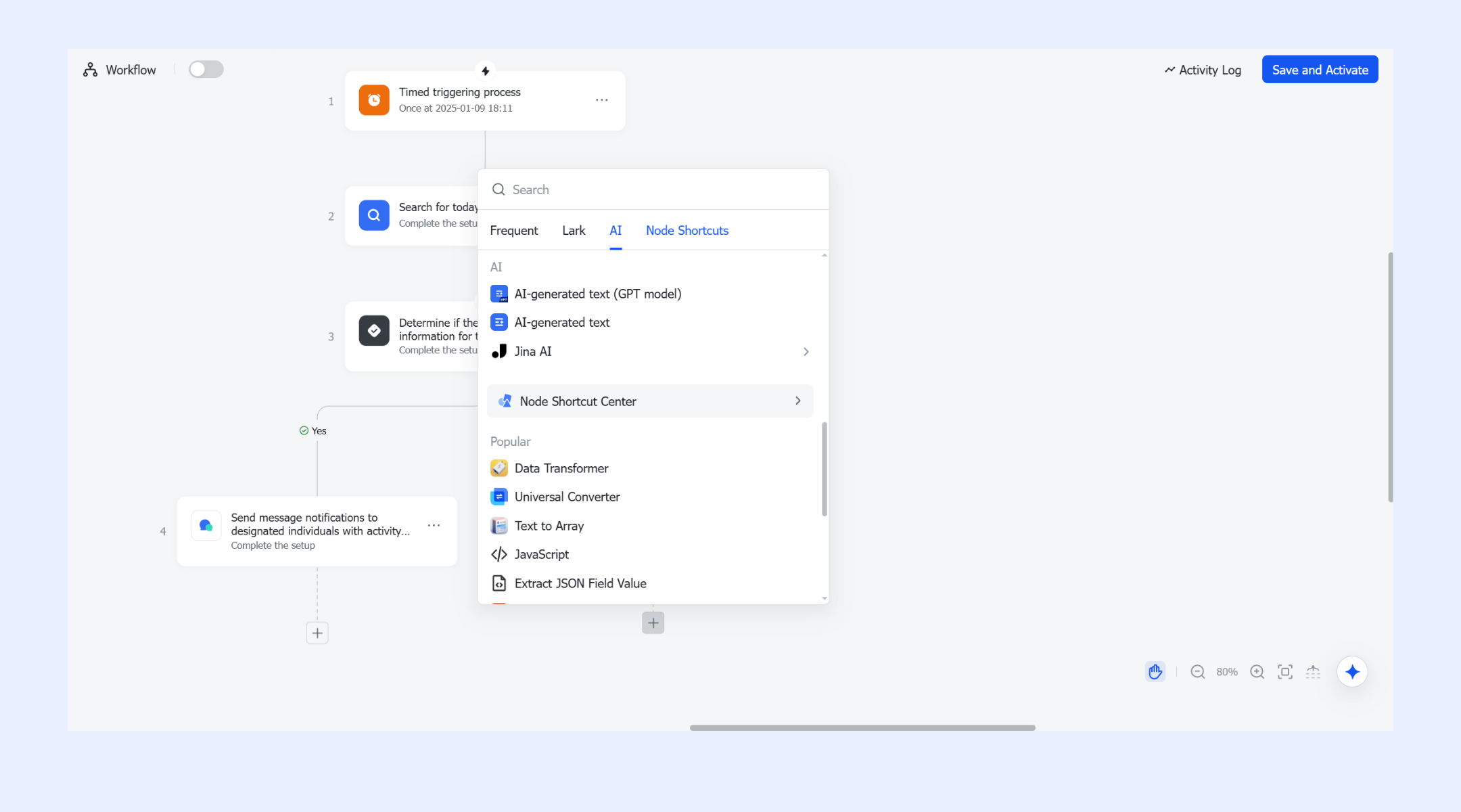 Customizable shortcuts in Lark