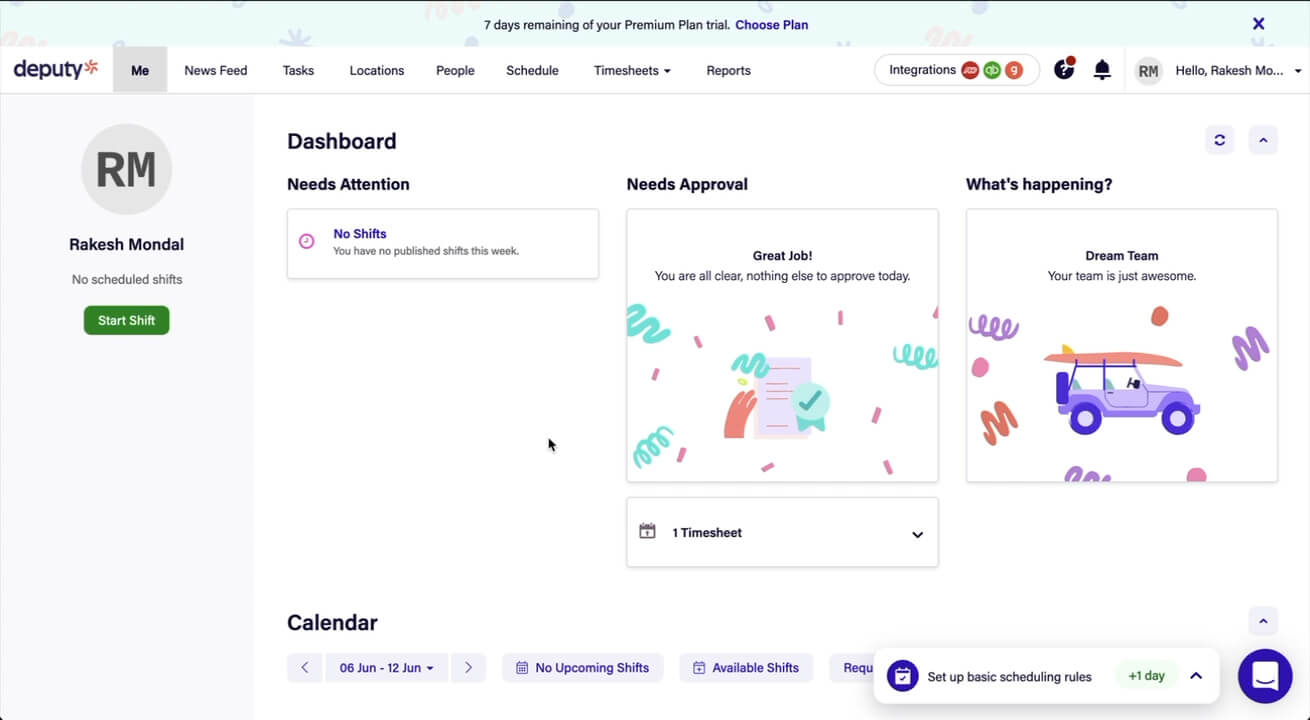 Deputy shift scheduling and attendance software