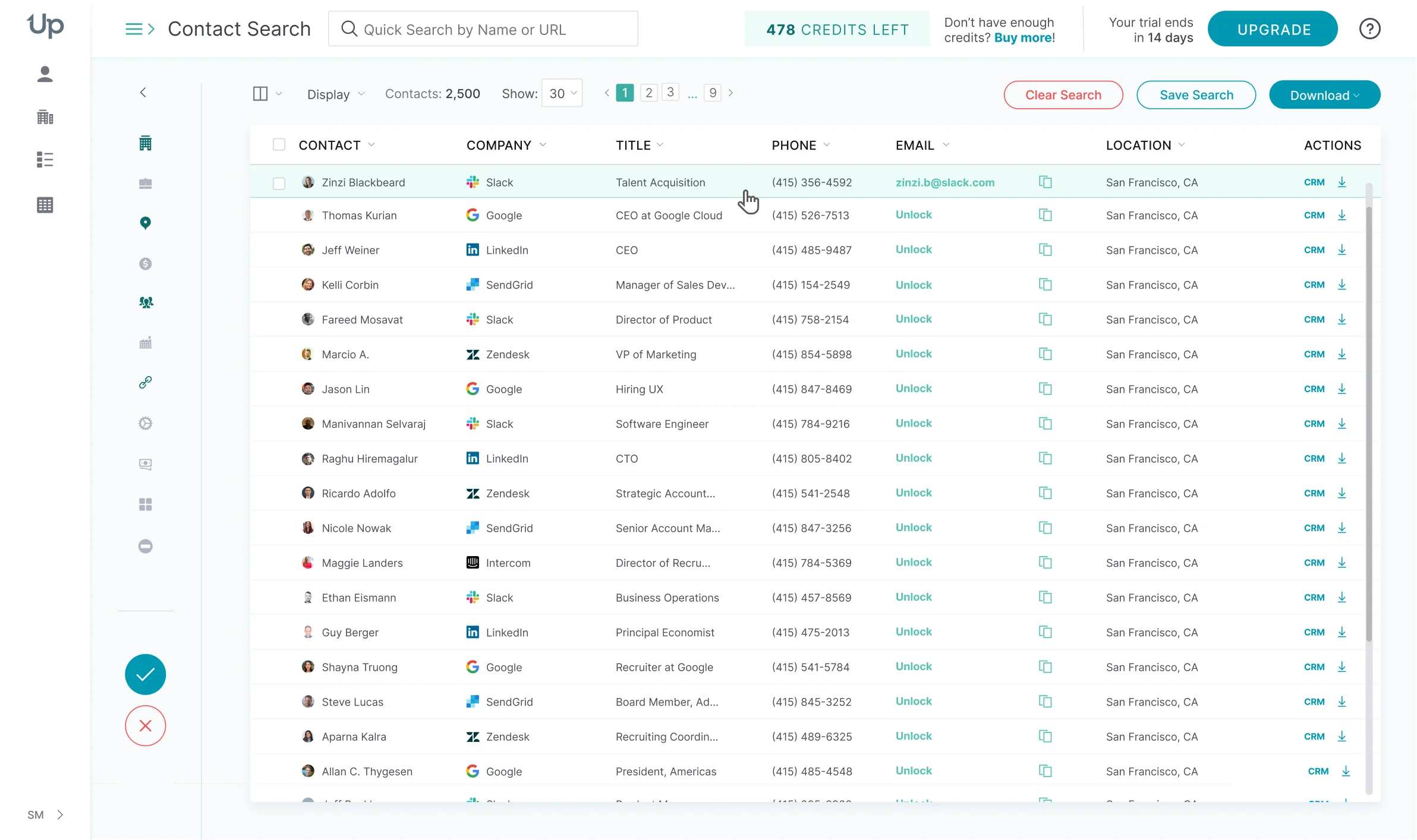 UpLead offers a verified B2B contact database