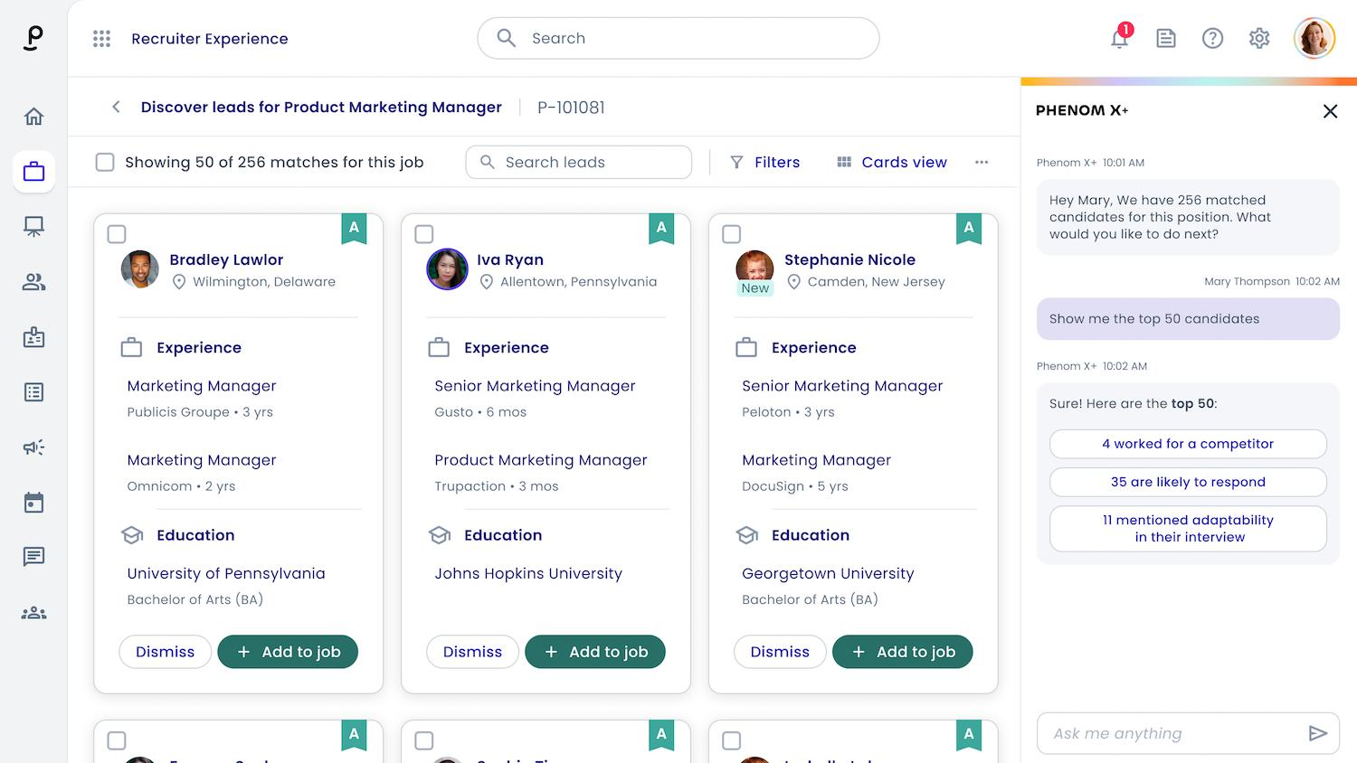 Phenom CRM experience-driven recruiting system