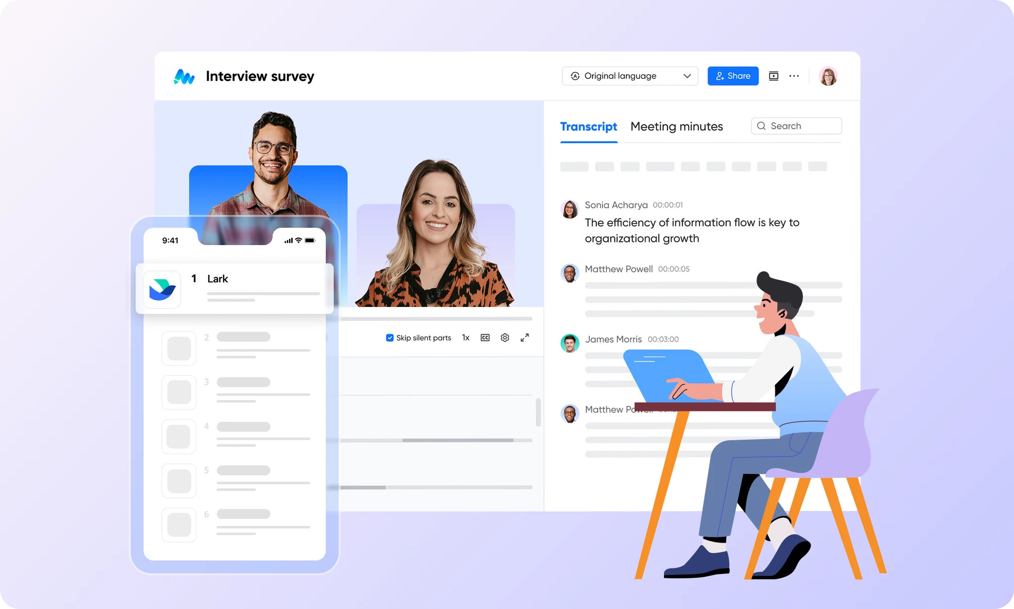 Audio and video meetings with live document collaboration