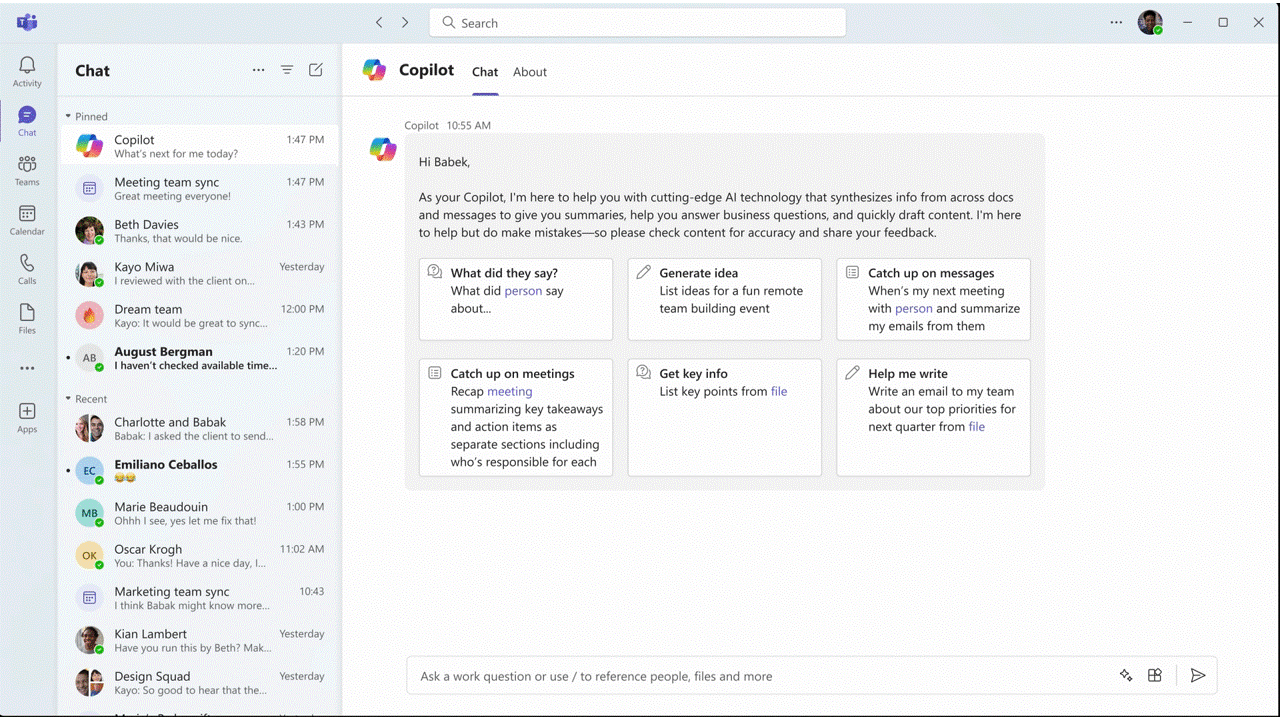 Microsoft Teams enhancing chats at the workplace