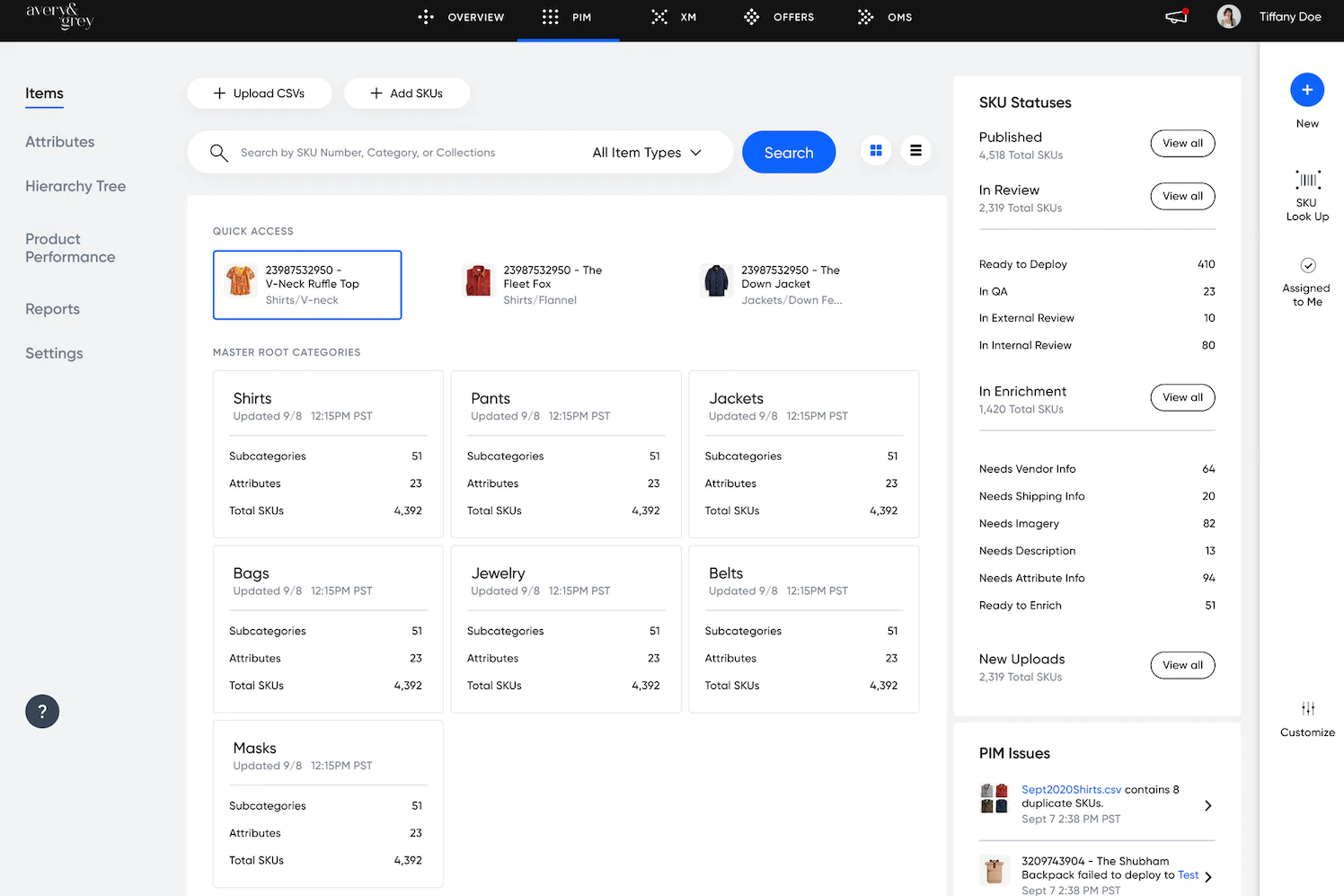 Fabric OMS dashboard showing unified inventory, fulfillment routing, and order operations