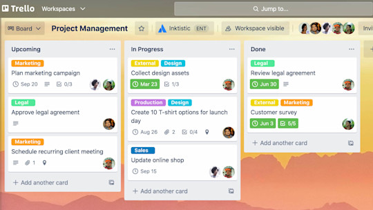Trello Kanban boards for project management