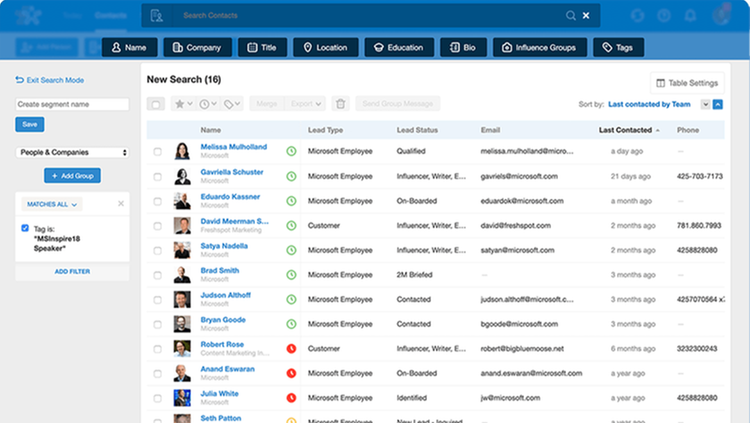 Nimble CRM dashboard for outreach tracking