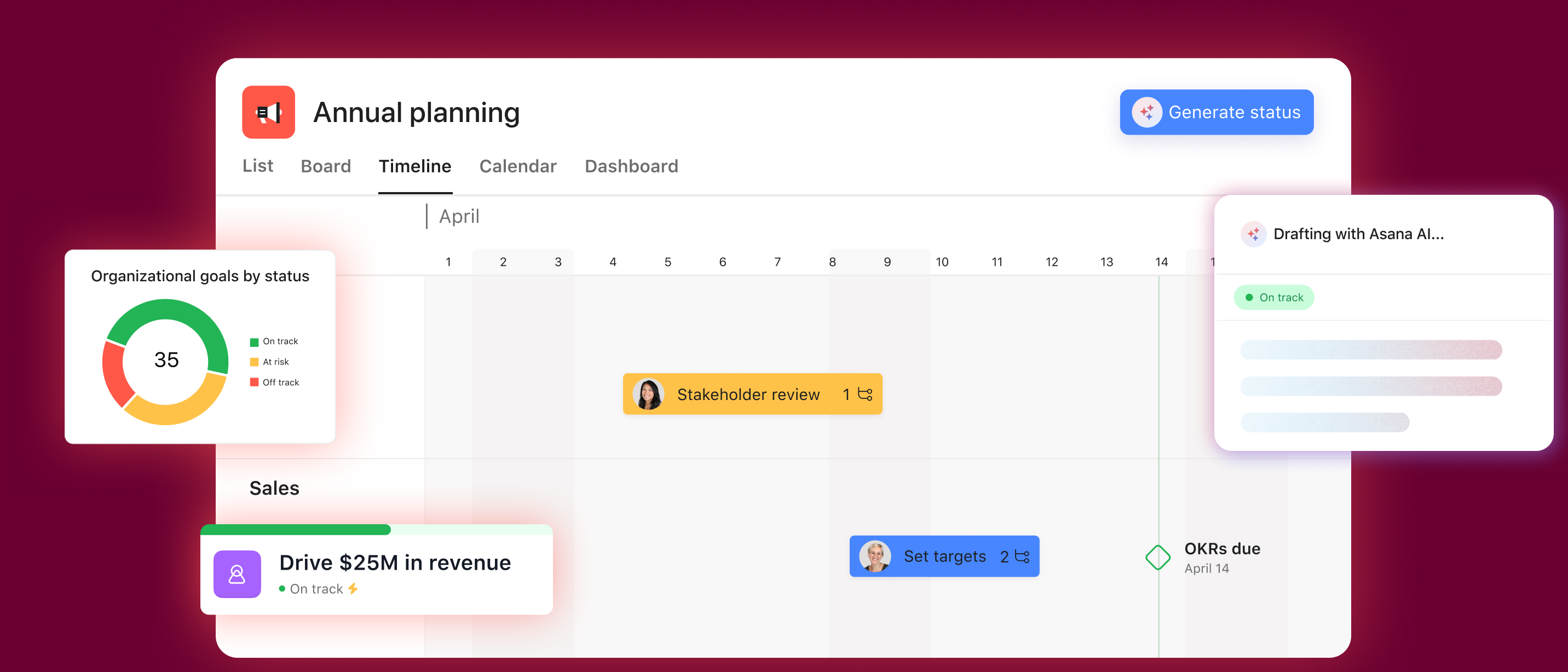 Task and timeline management with Asana