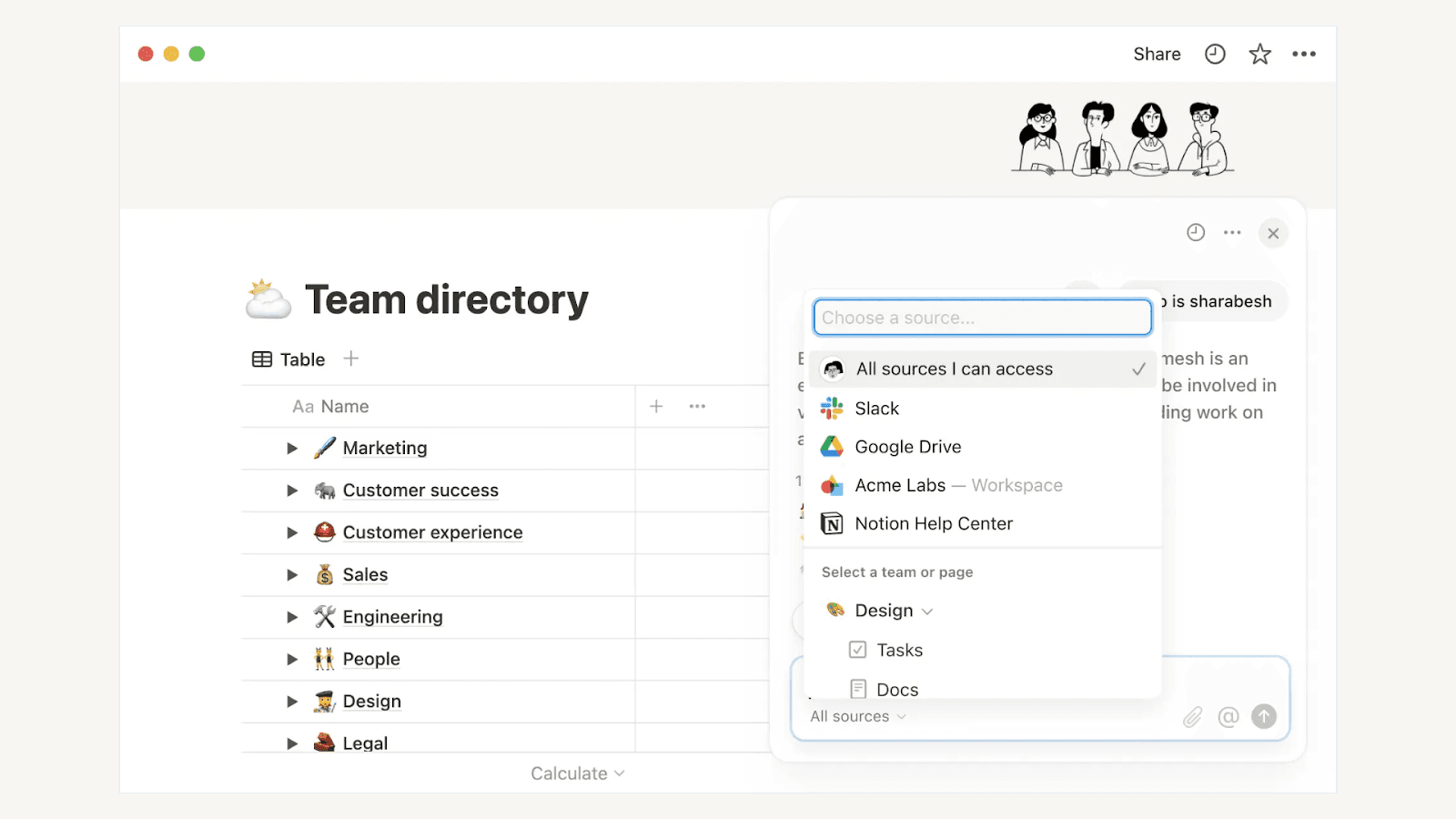 Customizable workspaces with AI integration in notion