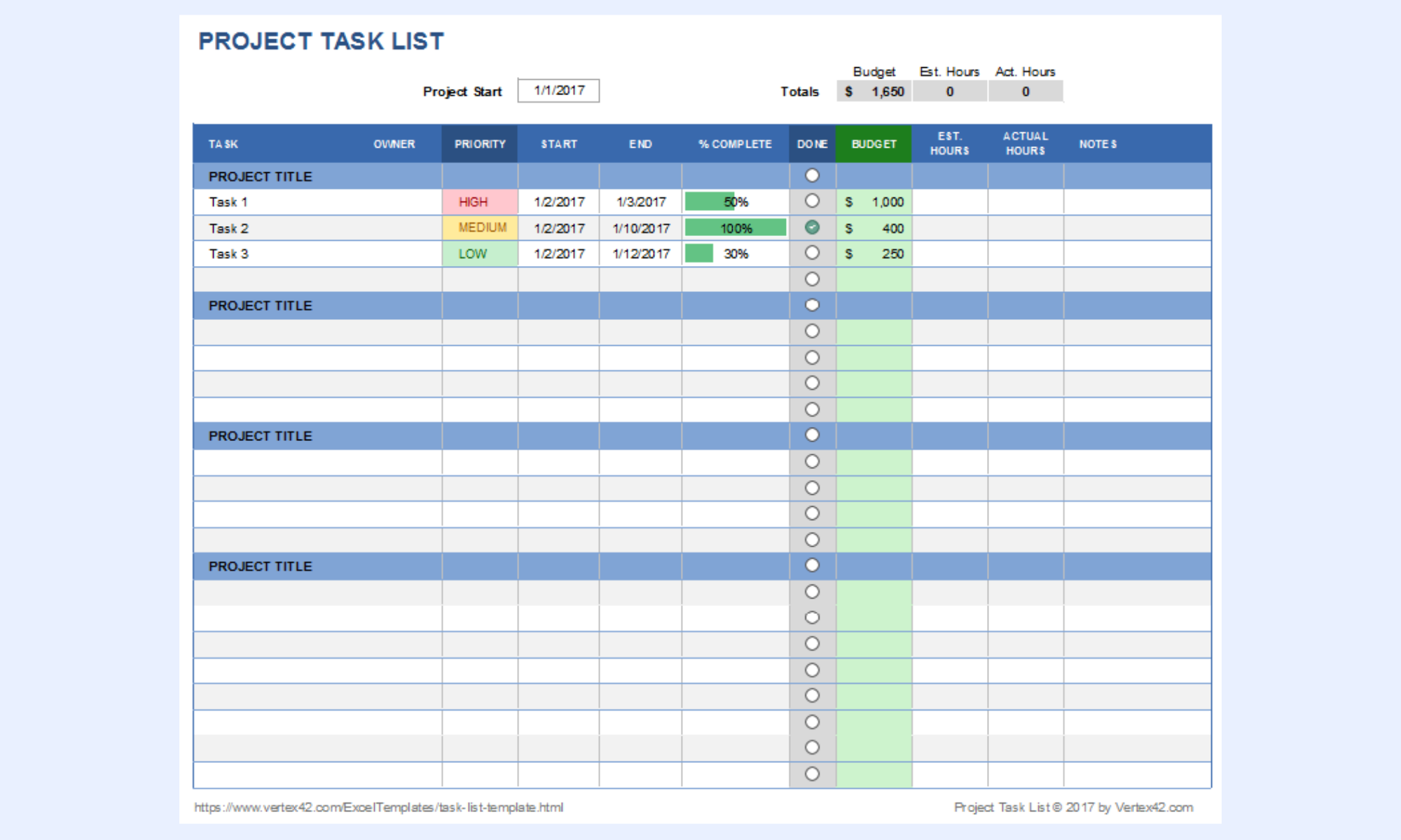 Structure data using the Vertex42 tracker