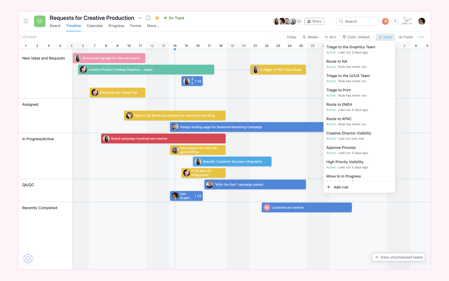 Asana project management tool for task tracking