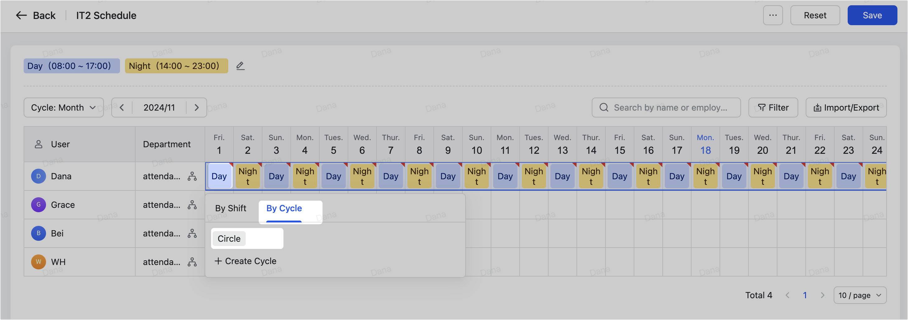 Admin | Set scheduled shift
