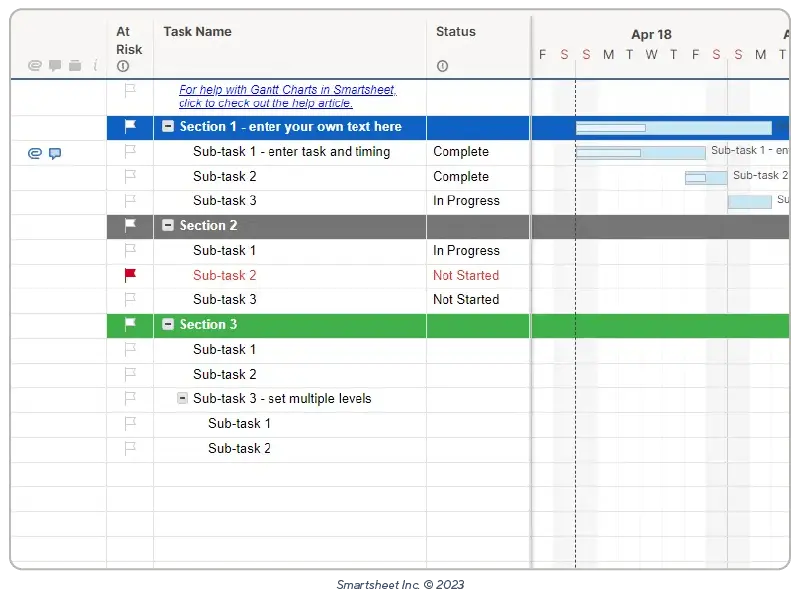 Project with gantt timeline template