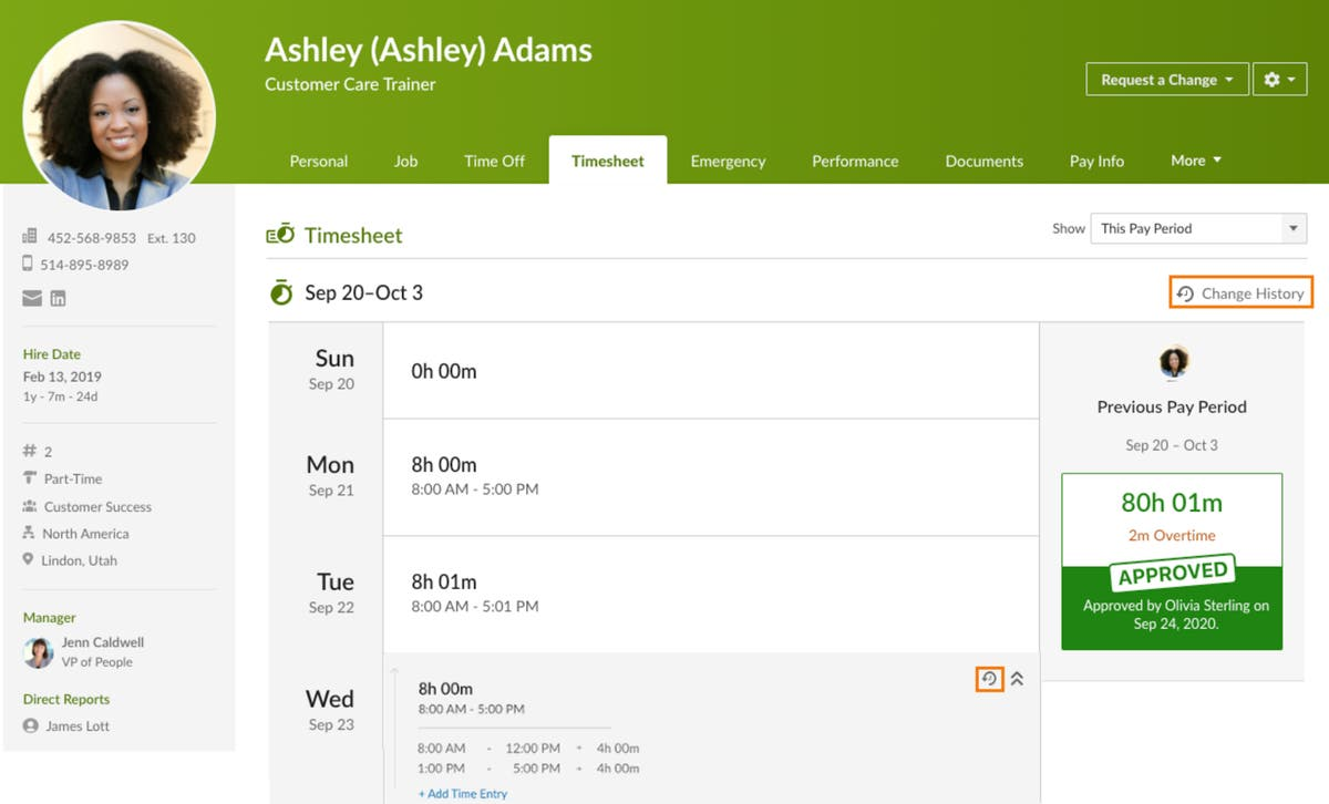 BambooHR time tracking software