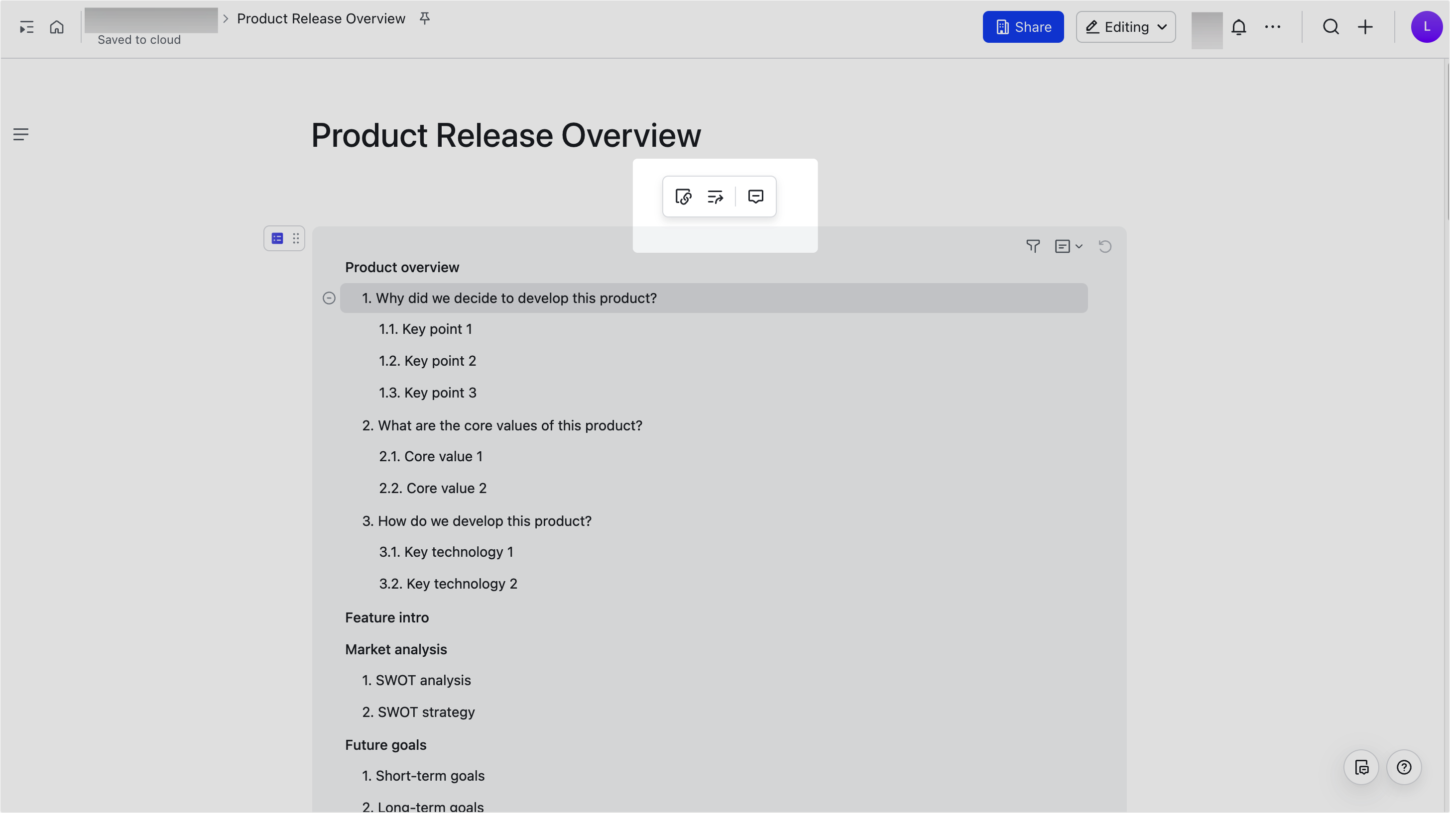 Use the table of contents add-on