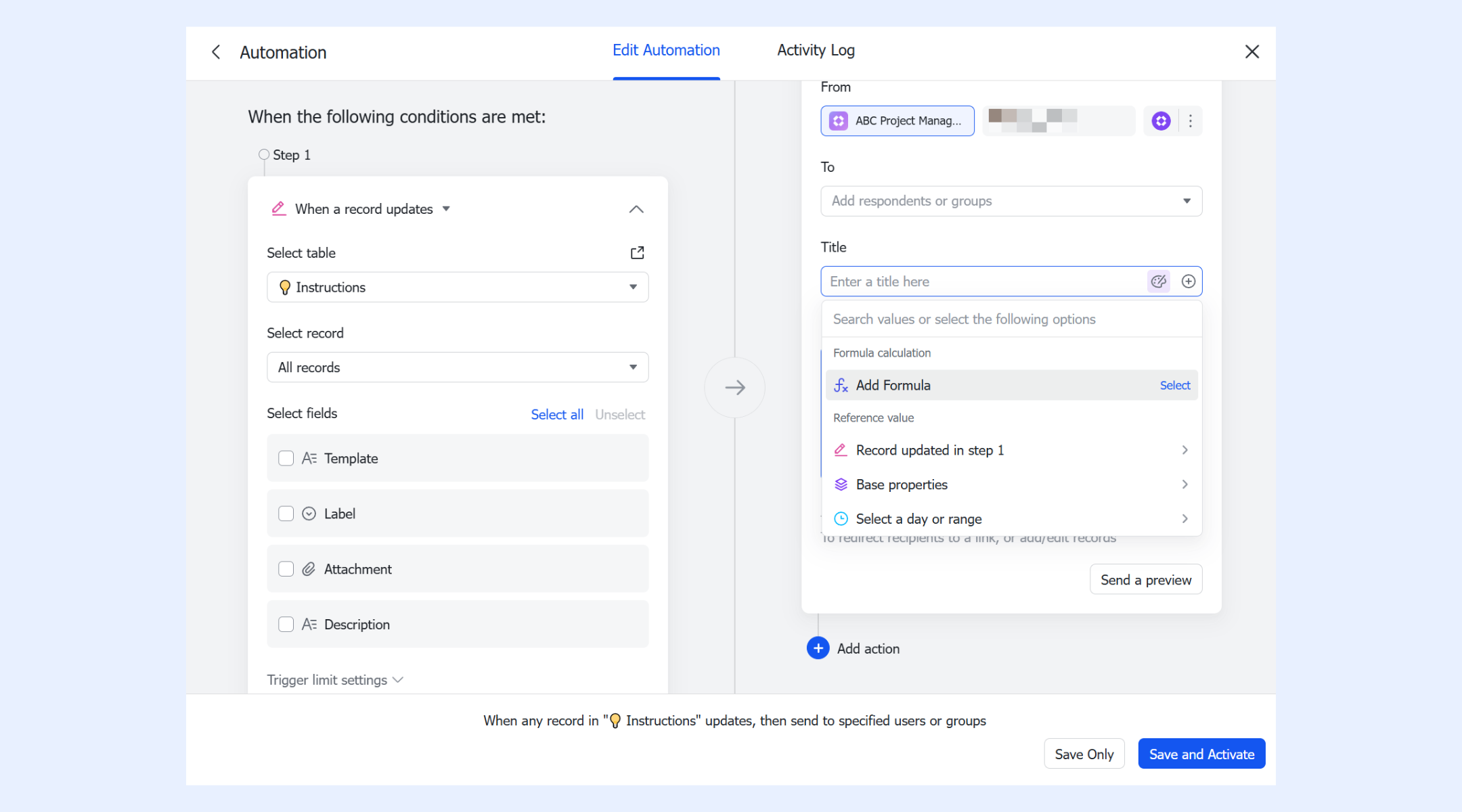 Formulas: Use smart equations to manage your project