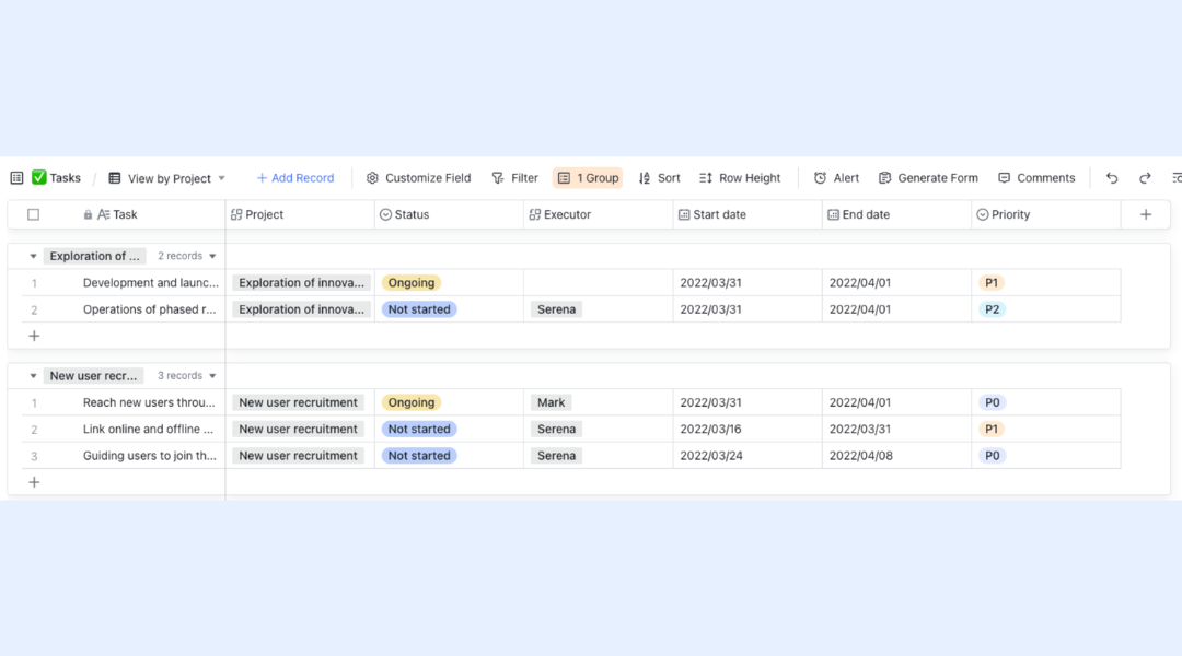 Craft a Gantt Chart timeline in Lark