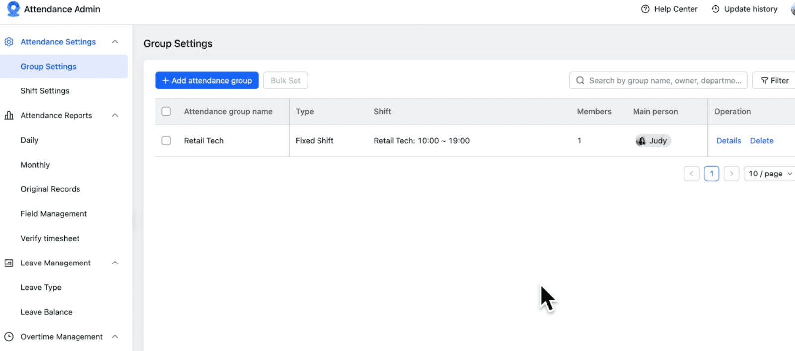 Screenshot of setting up a group in Lark