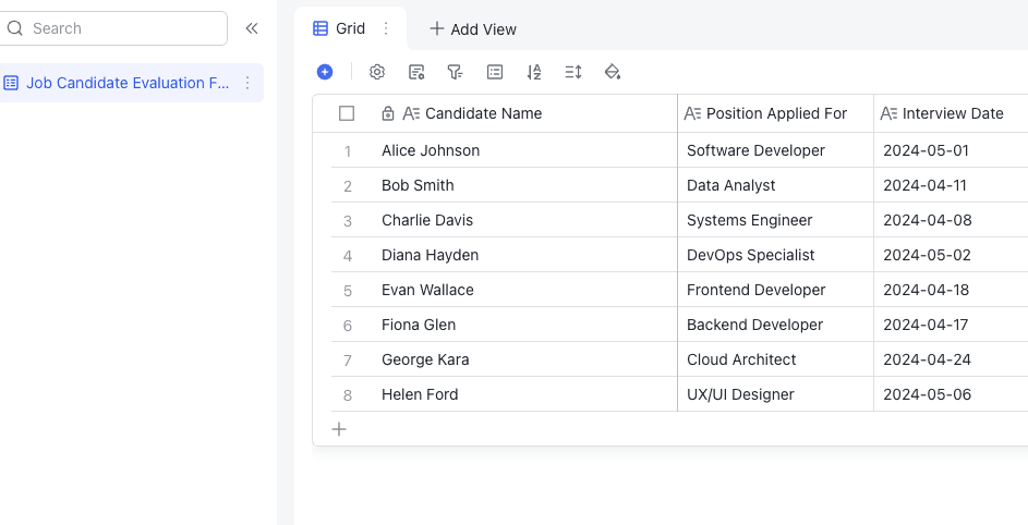 Lark candidate evaluation form
