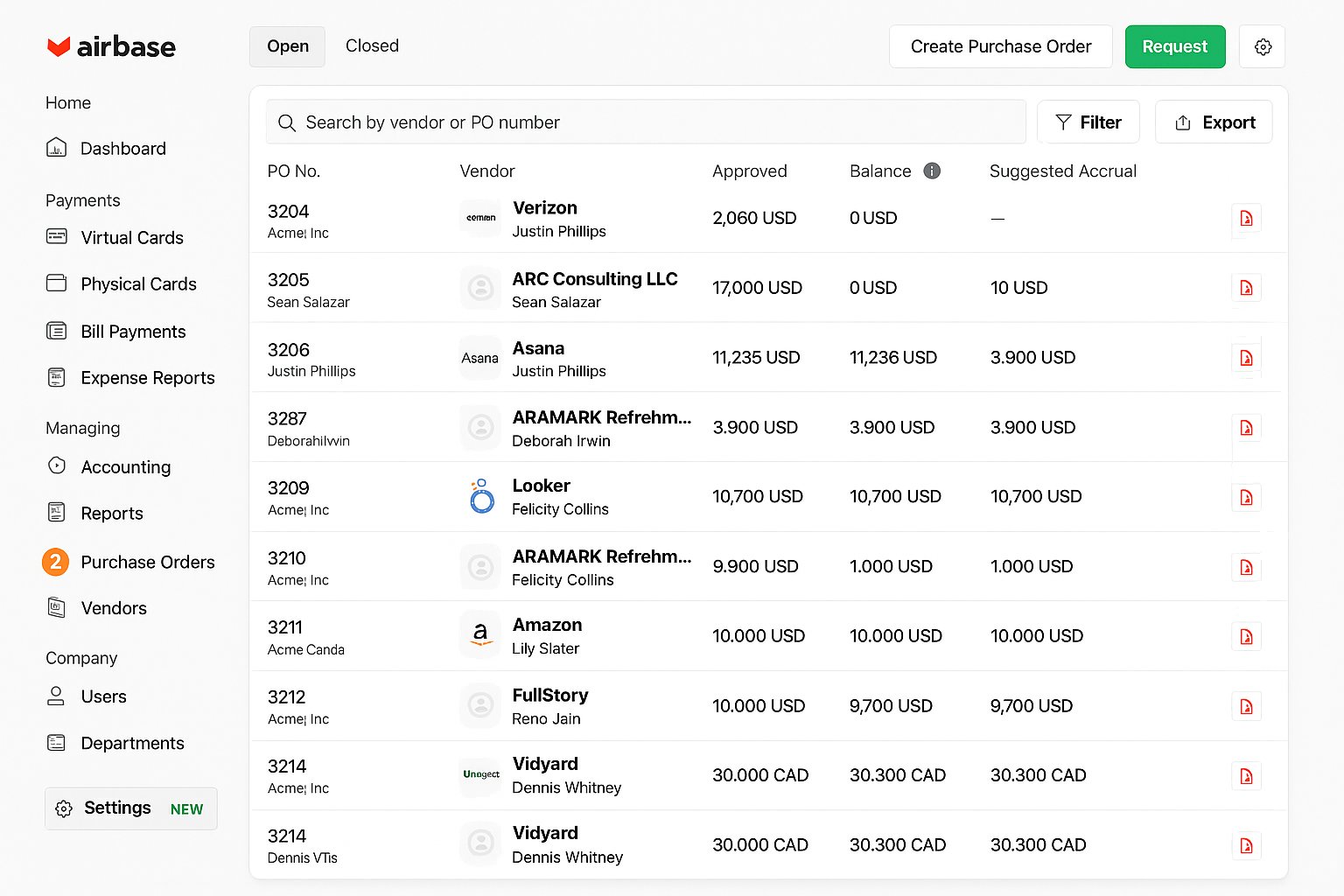 Airbase invoice management platform