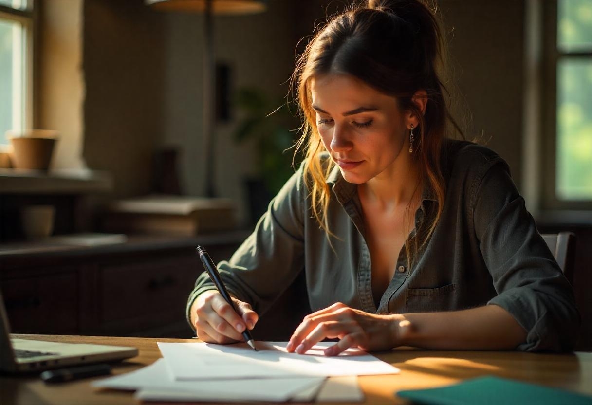 A woman setting work goals