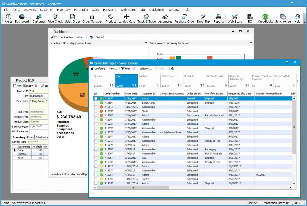 Acctivate inventory management platform work closely with accounting systems