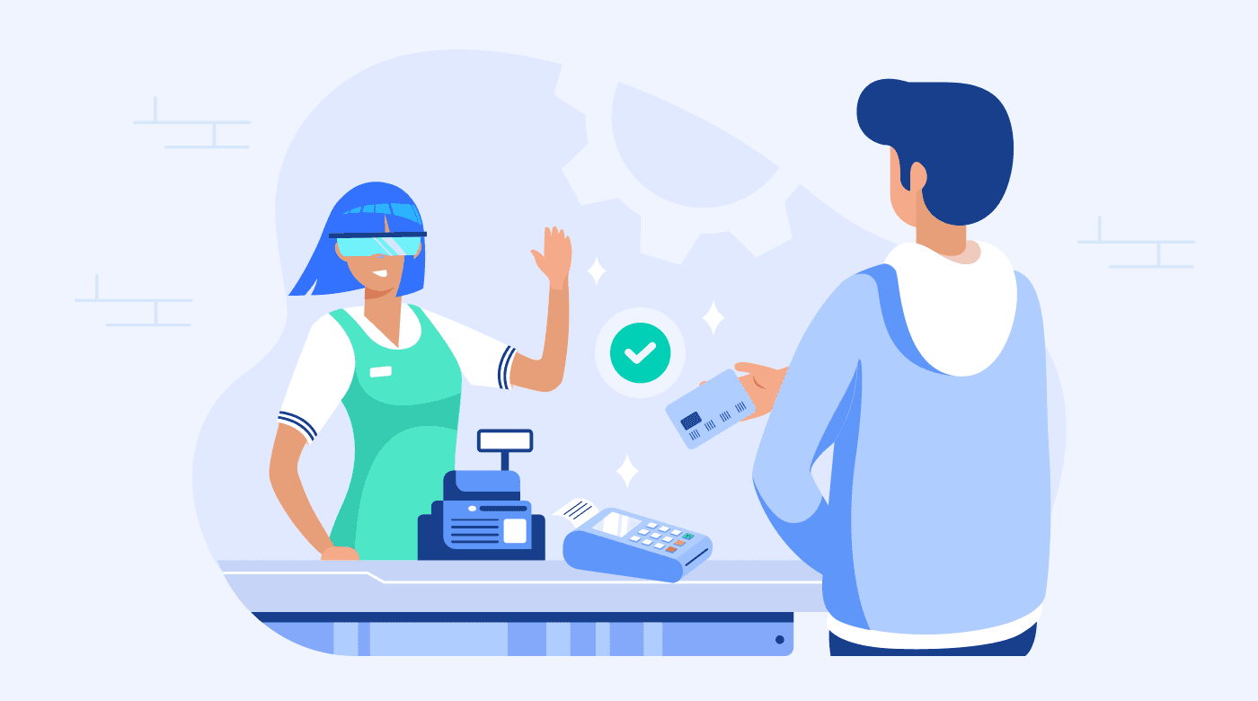 Point of sale between customer and restaurant employee