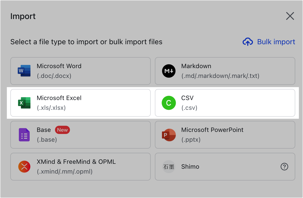 Import and convert Excel or CSV files