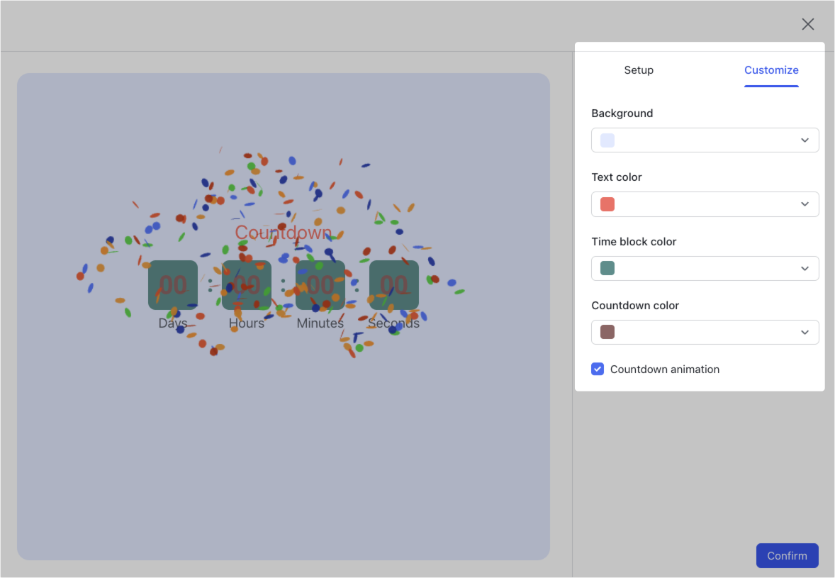 Use countdown blocks in dashboards