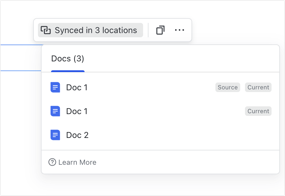 Use synced blocks in Docs