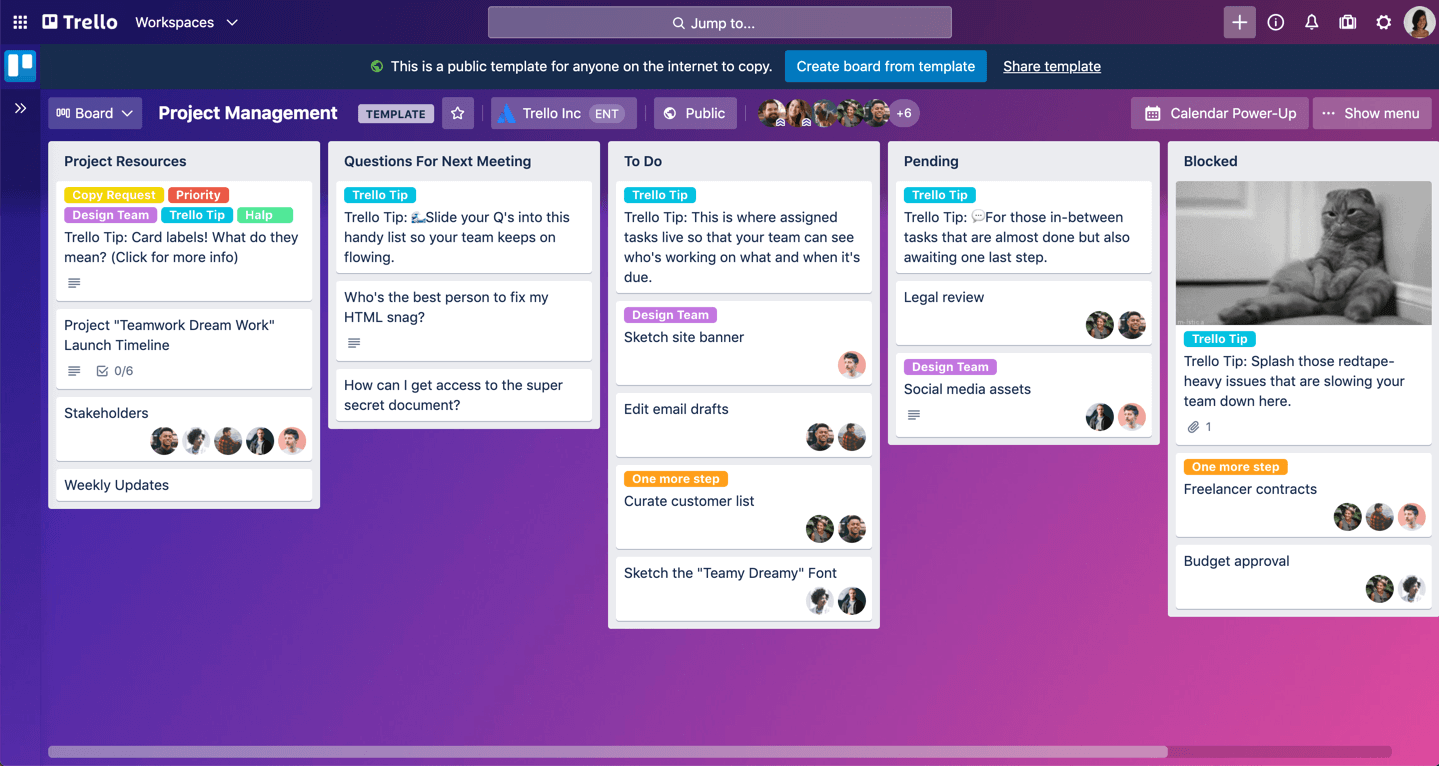 Trello dashboard