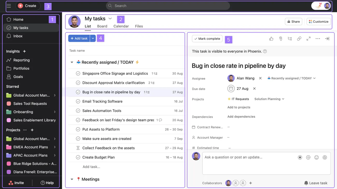 Asana is for collaboration and task coordination for growing teams