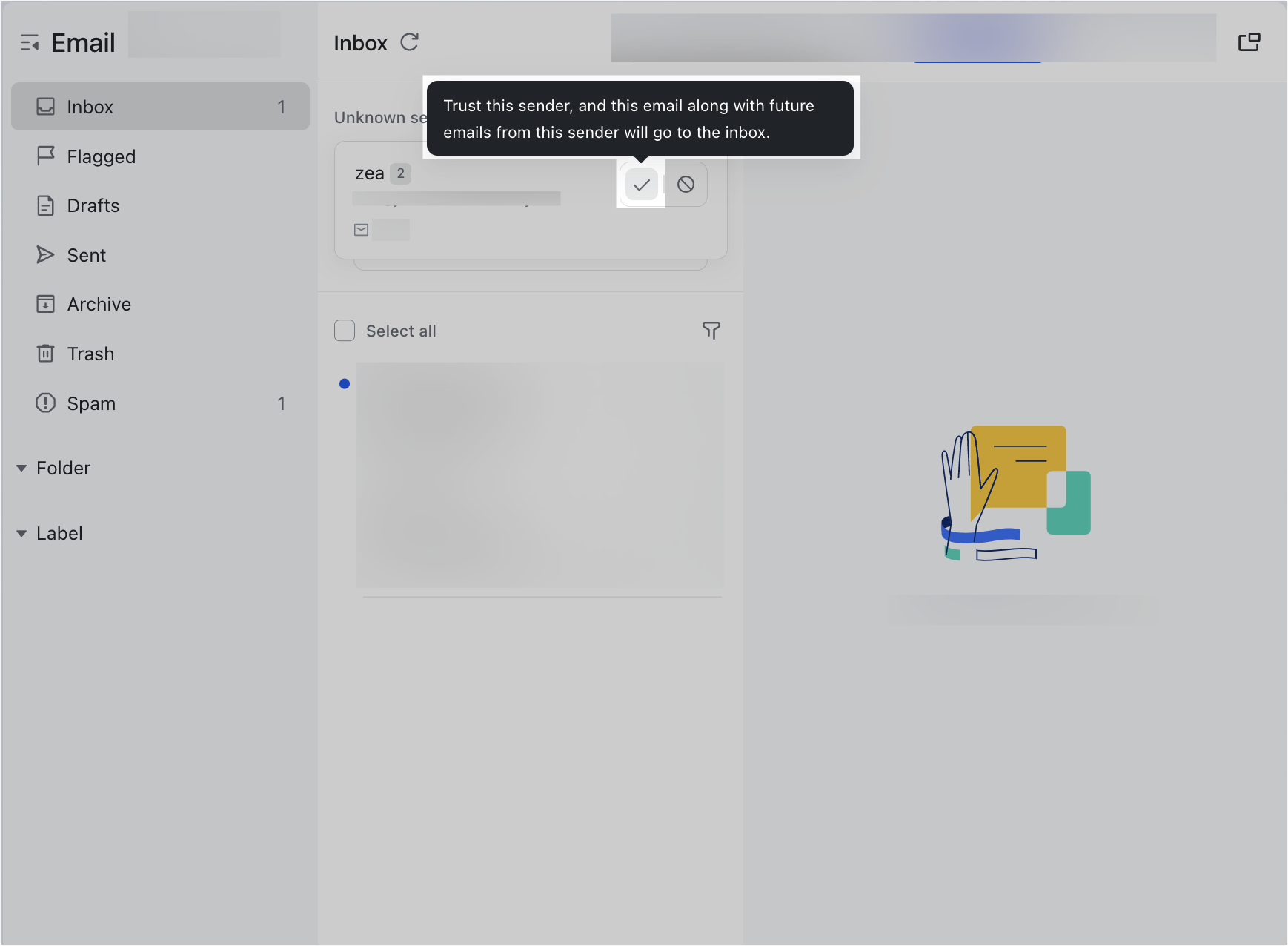 Filter out emails sent from unknown senders