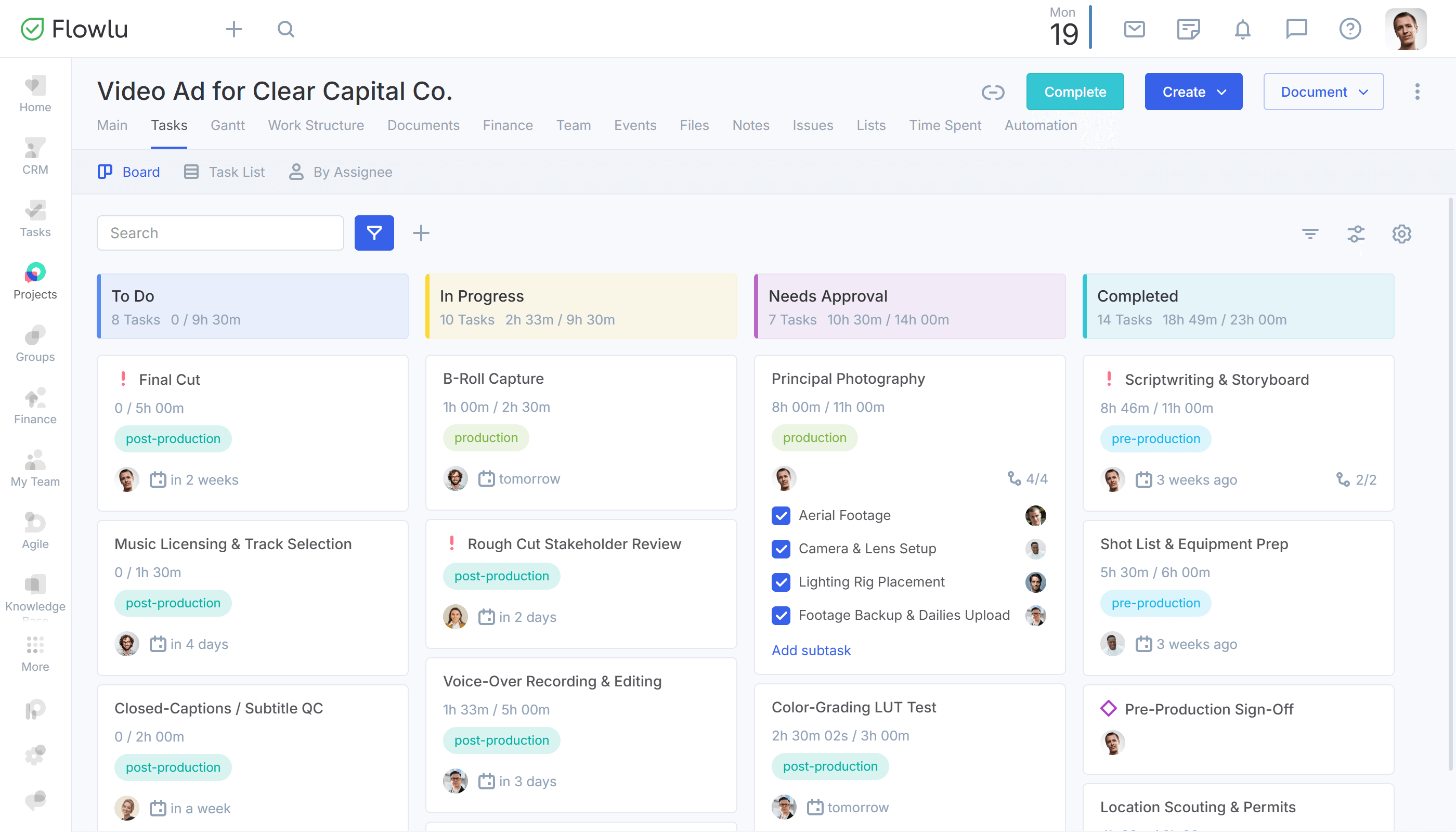 Flowlu client portal dashboard