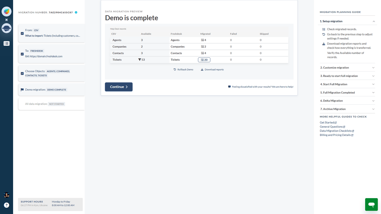Initial account configuration and data import