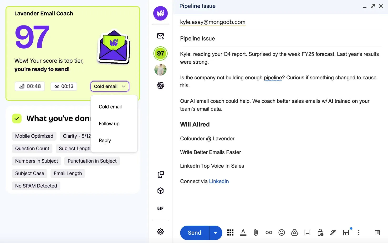 Lavender AI email assistant