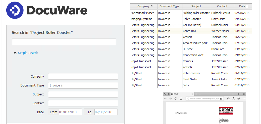 Using documents from DocuWare while offline
