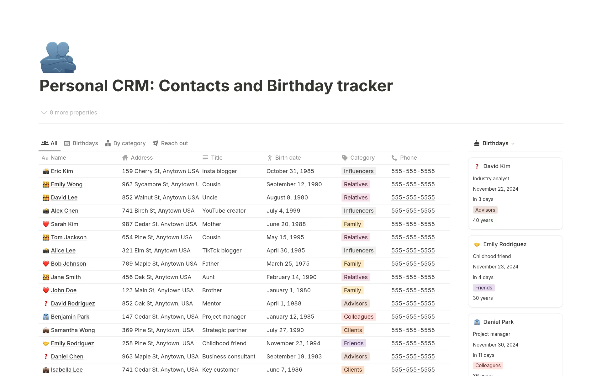 Personal CRM by Notion