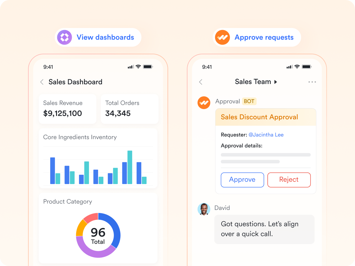 An image show the capabilities of Lark's mobile app