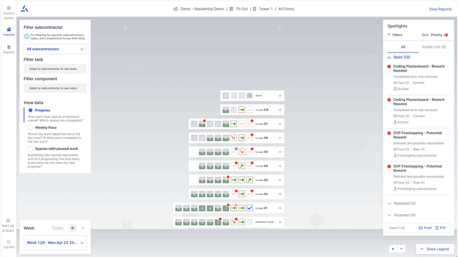 OpenSpace supports clear construction tracking