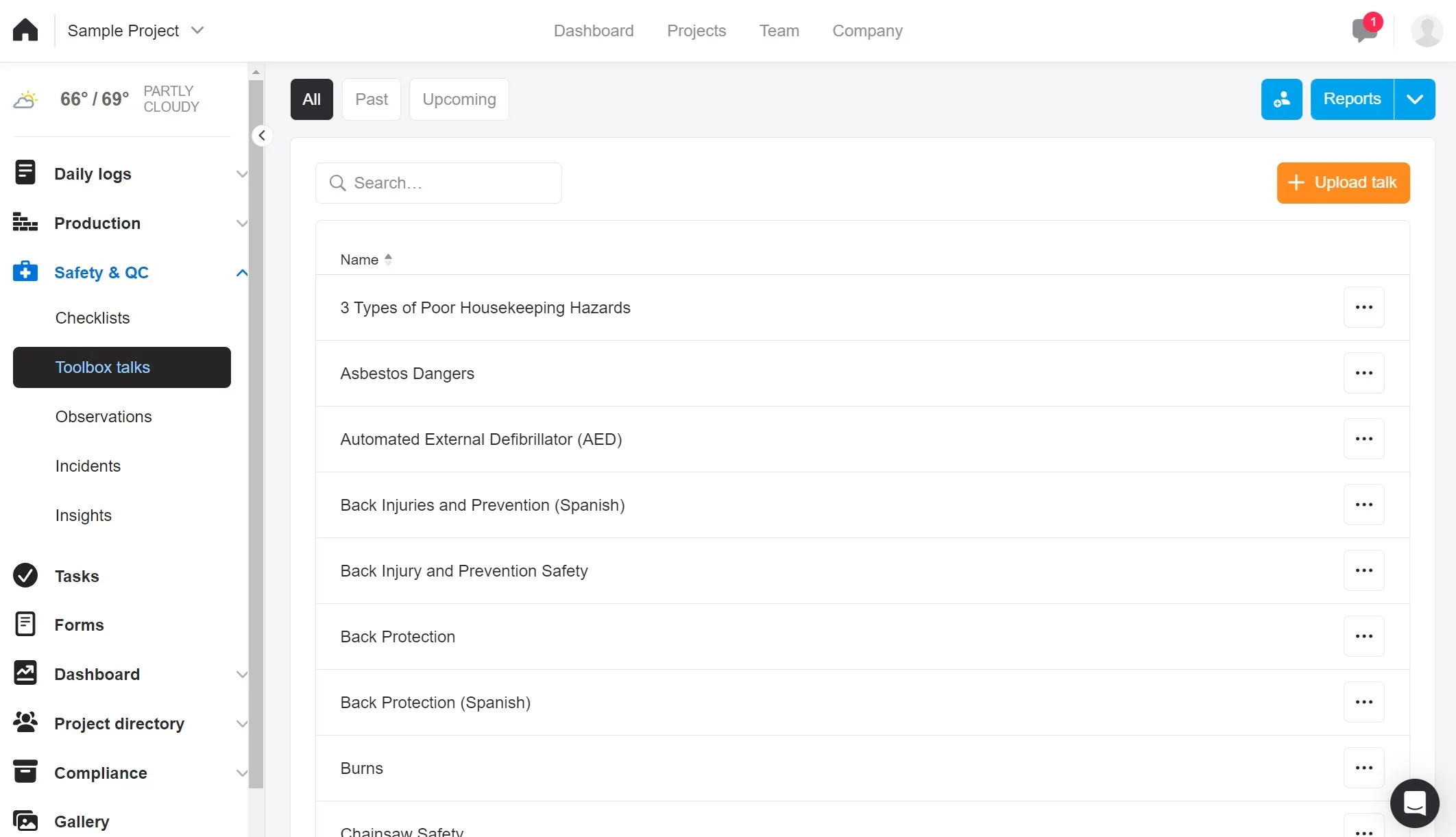 Raken mobile app time tracking and daily report dashboard