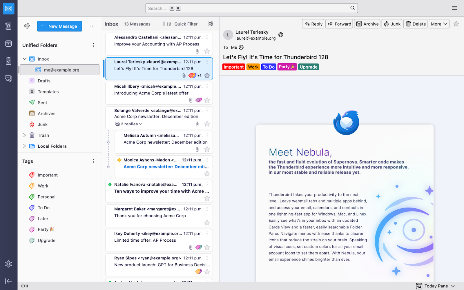 Thunderbird open-source client with filters, add‑ons, and encryption support