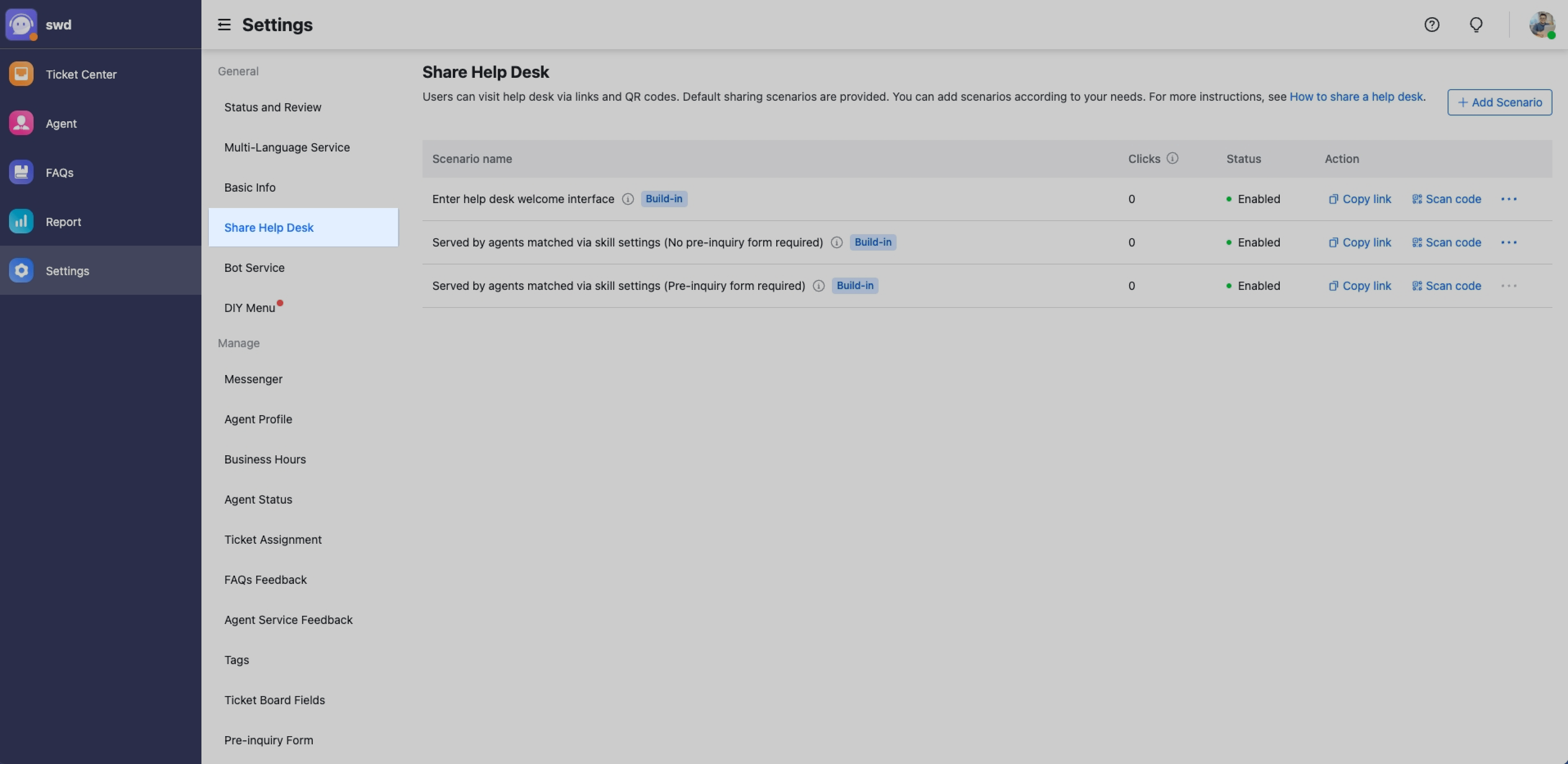 Share a help desk