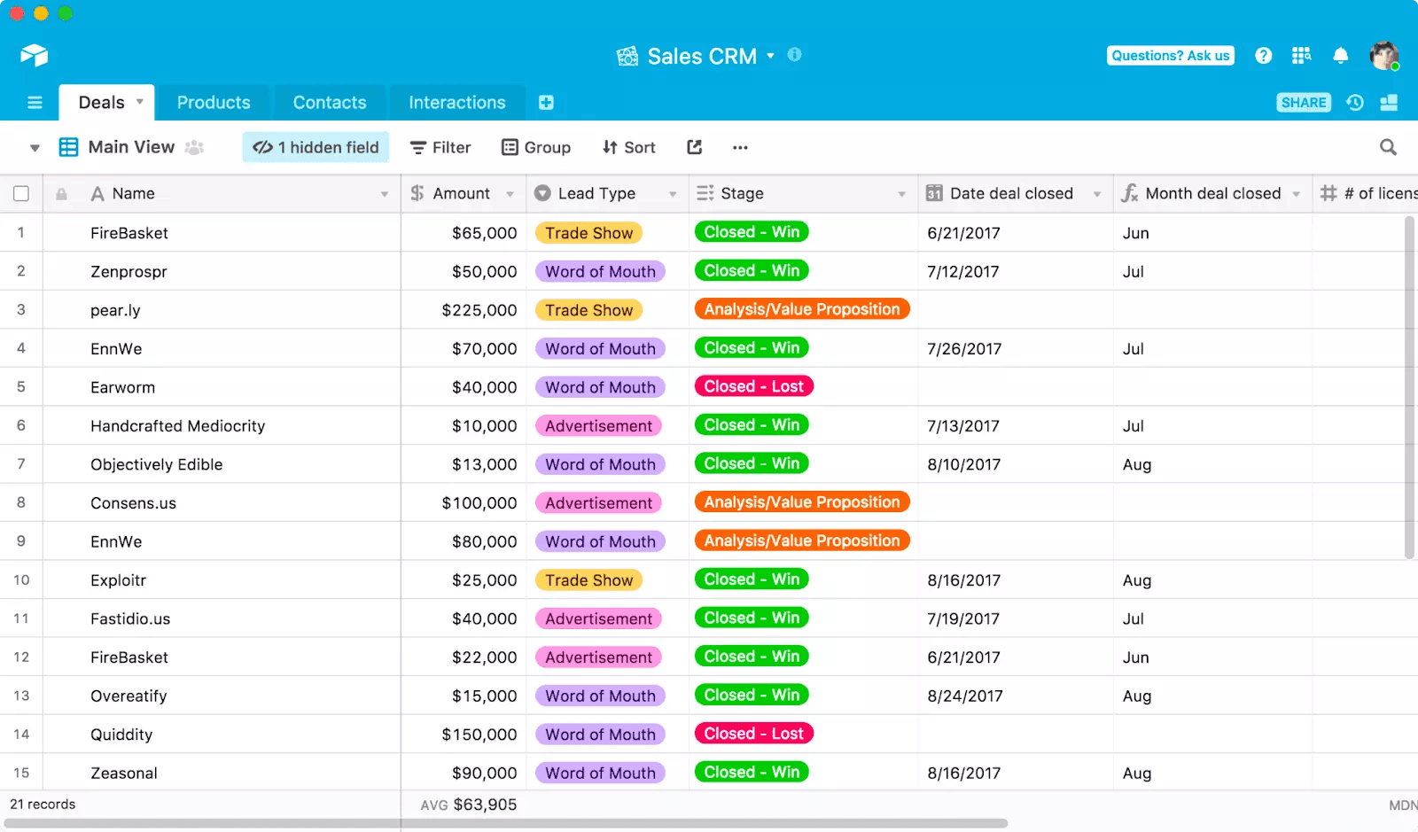 An image showing the Airtable platform