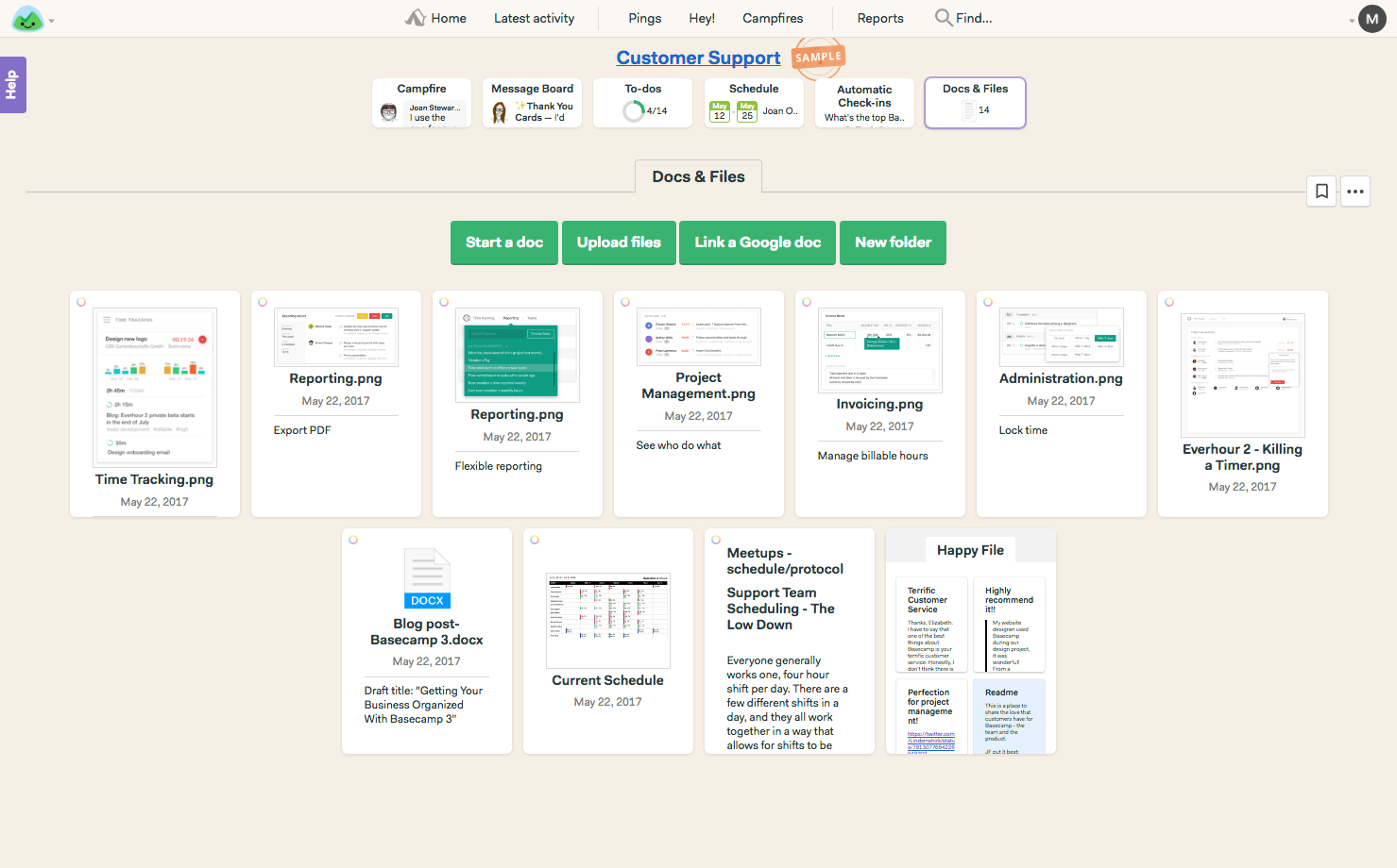 Basecamp document workflows