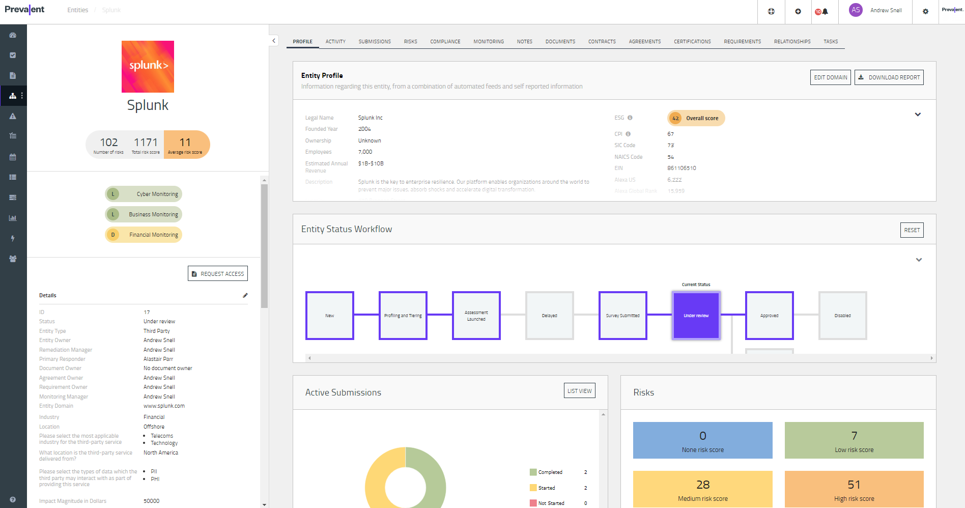 Prevalent third-party risk management software platform
