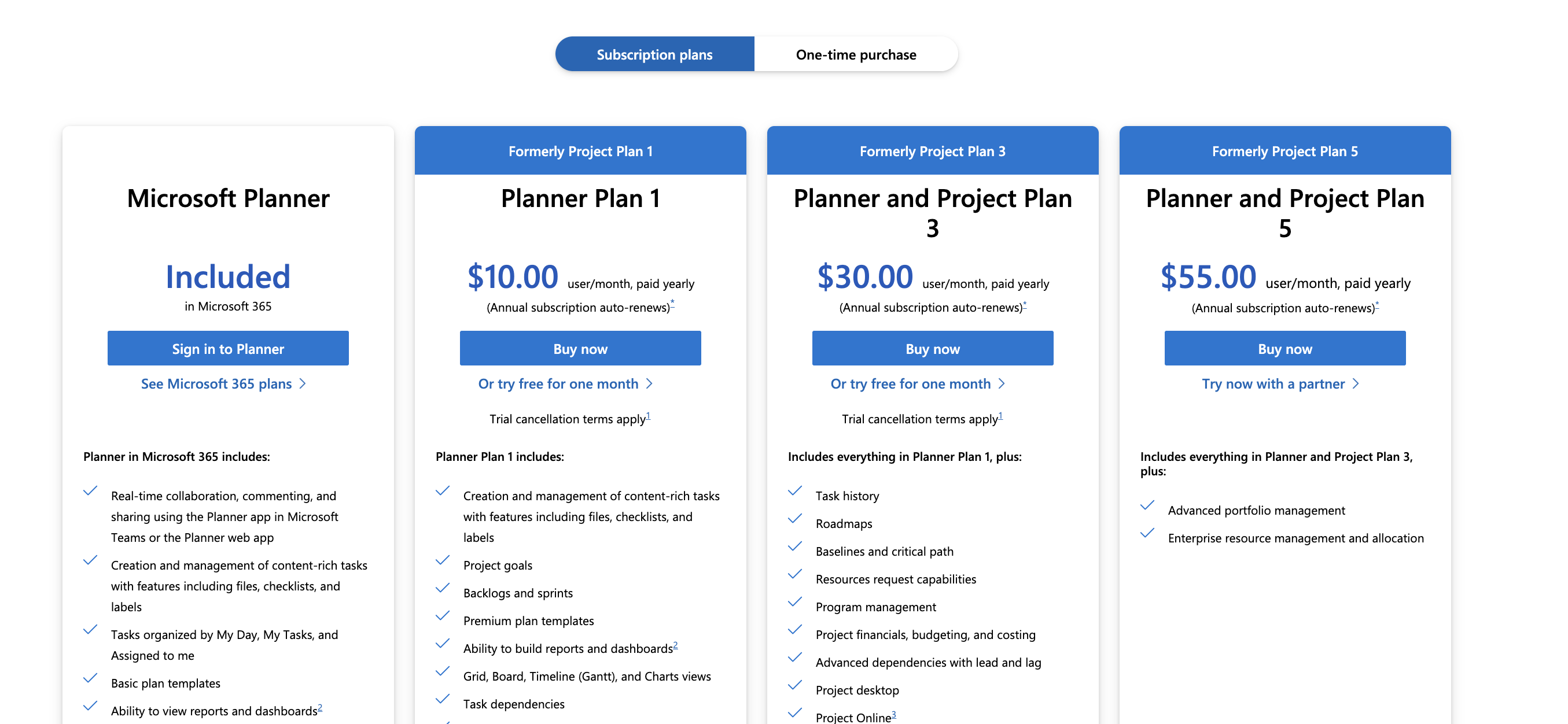 Microsoft Planner pricing details
