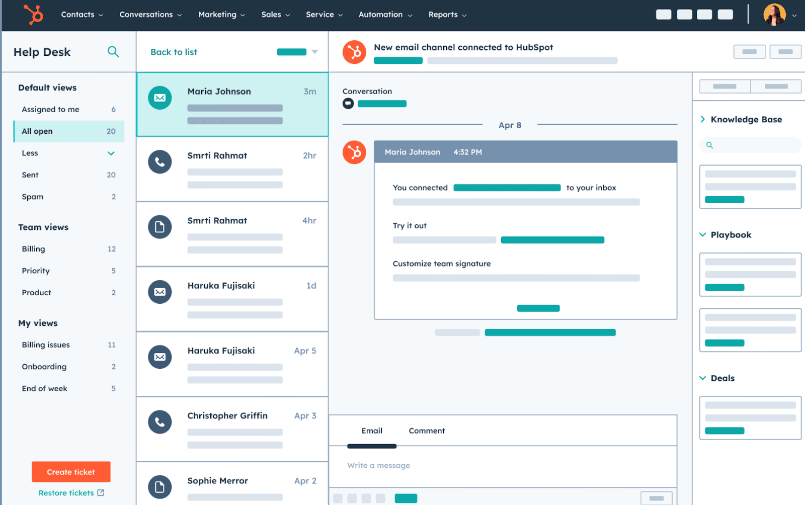 HubSpot desk overview