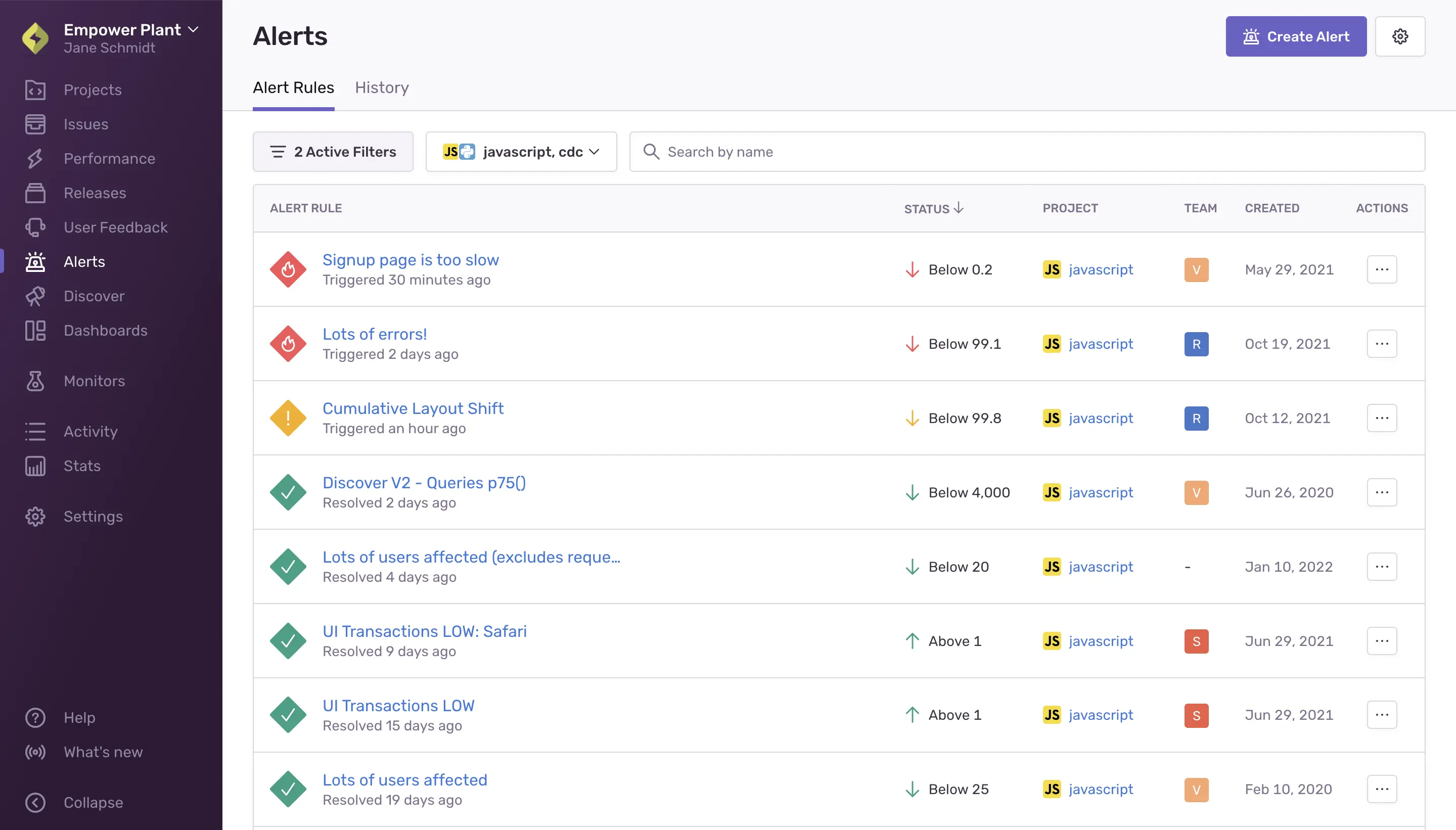Sentry error monitoring and bug reporting