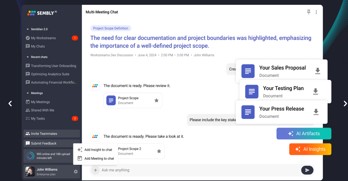 Sembly AI is an advanced meeting AI assistant