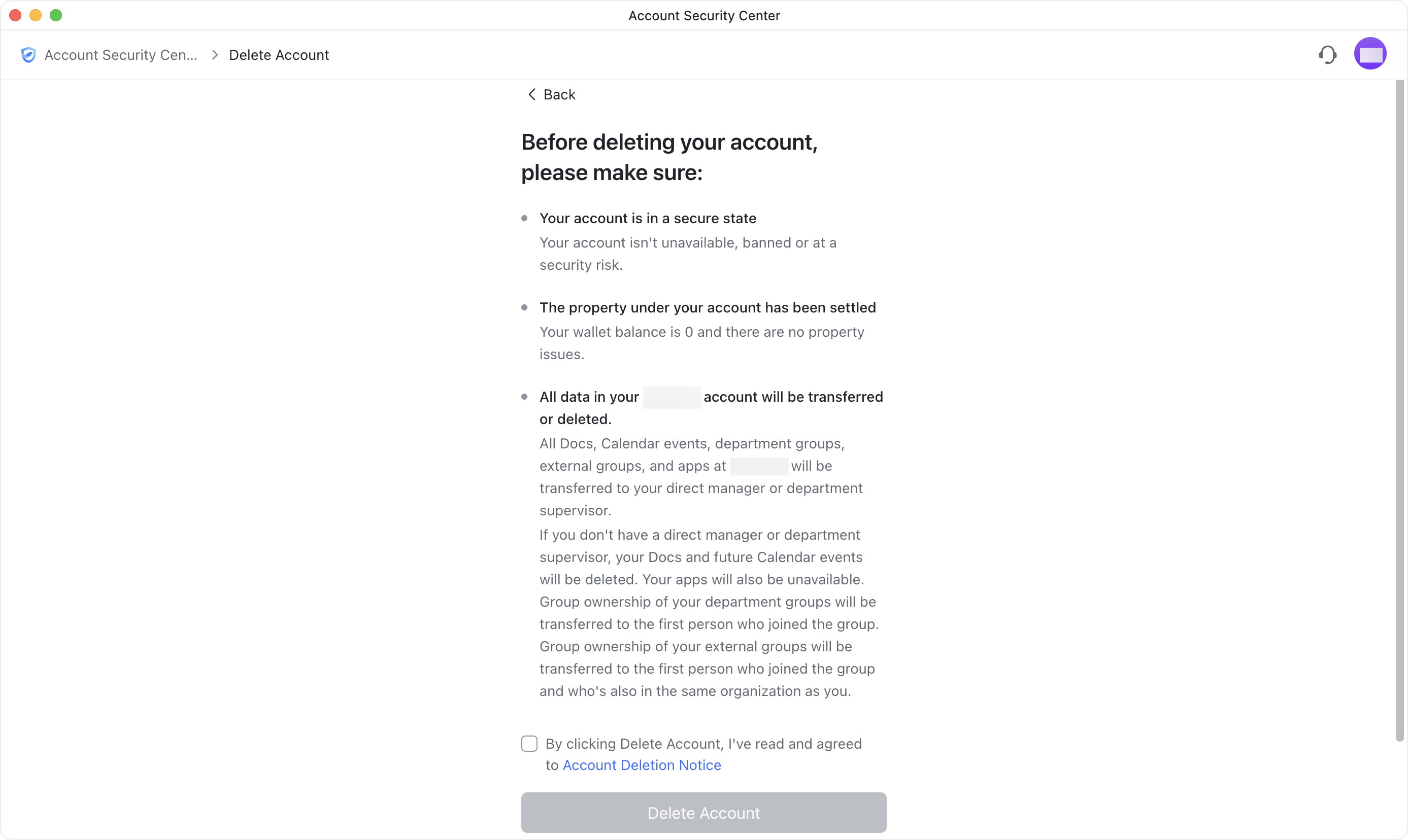 Account Security Center overview